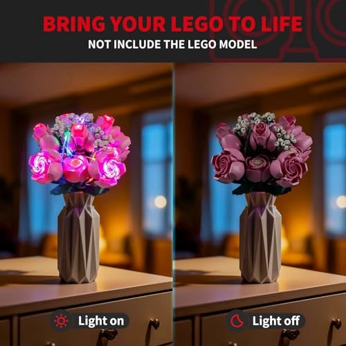 2.0 Light Kit for Lego-Bouquet of Pink Roses - Innovative Lighting Effects Compatible with Lego 10374