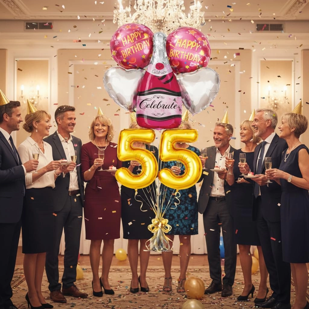 Number 55 Birthday Balloons Set - 6 Count