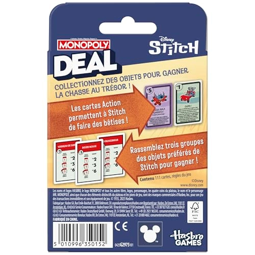 Monopoly Deal: Disney Stitch - Card Game (French)
