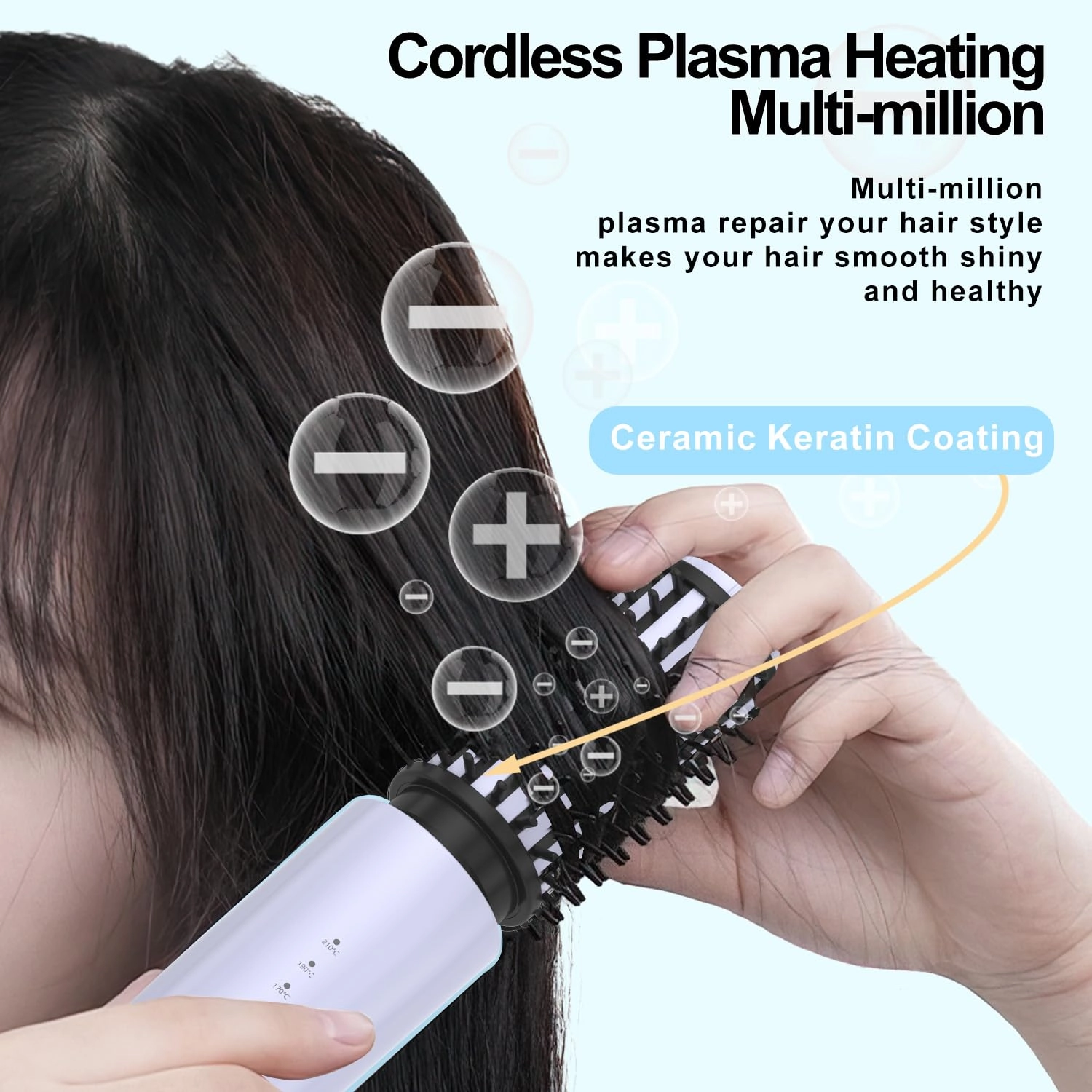 Cordless Hair Curling Brush - 7000 mAh 3 in 1 Purple