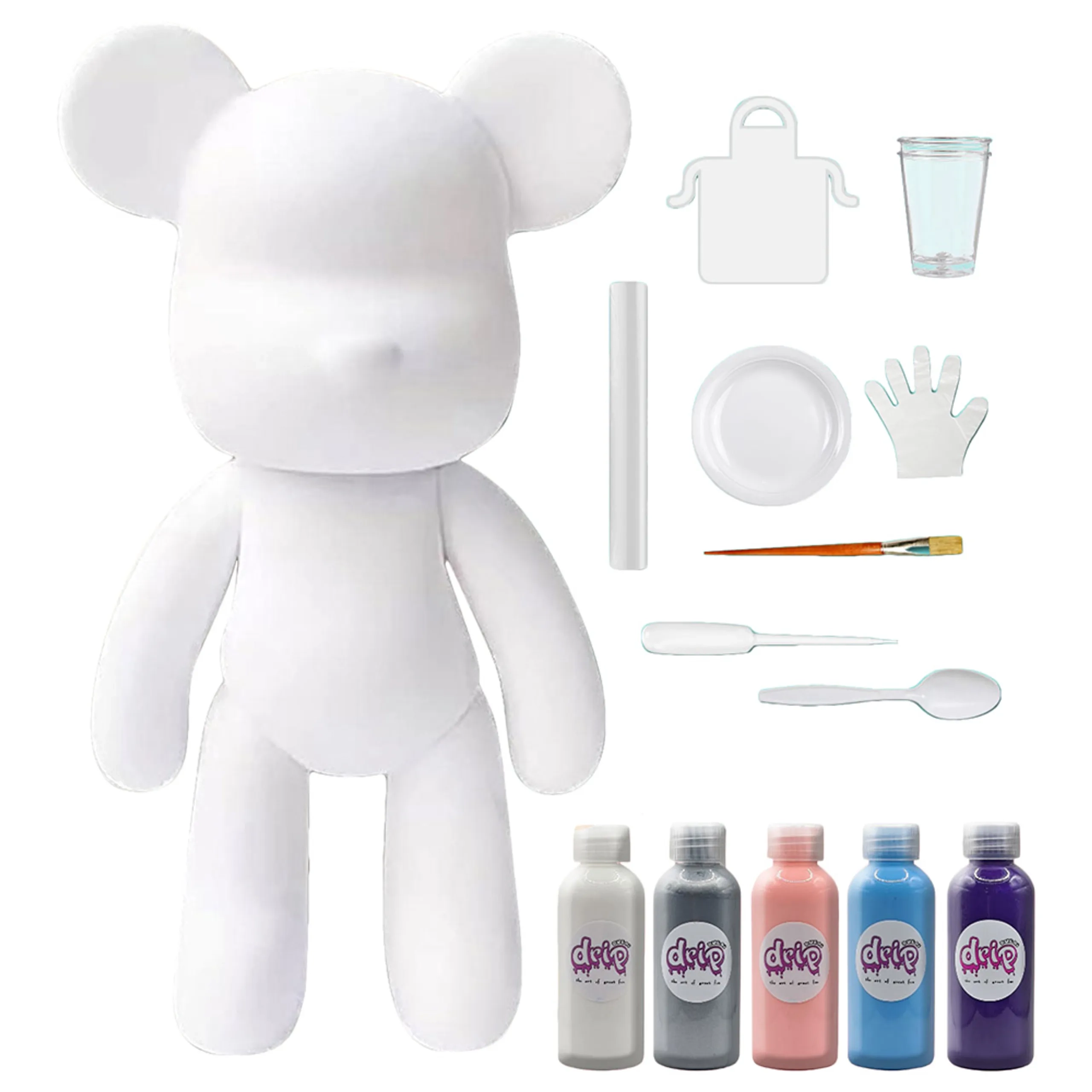 Dubai Drip Art DIY Fluid Painting Bear - Complete Craft Kit 33 cm