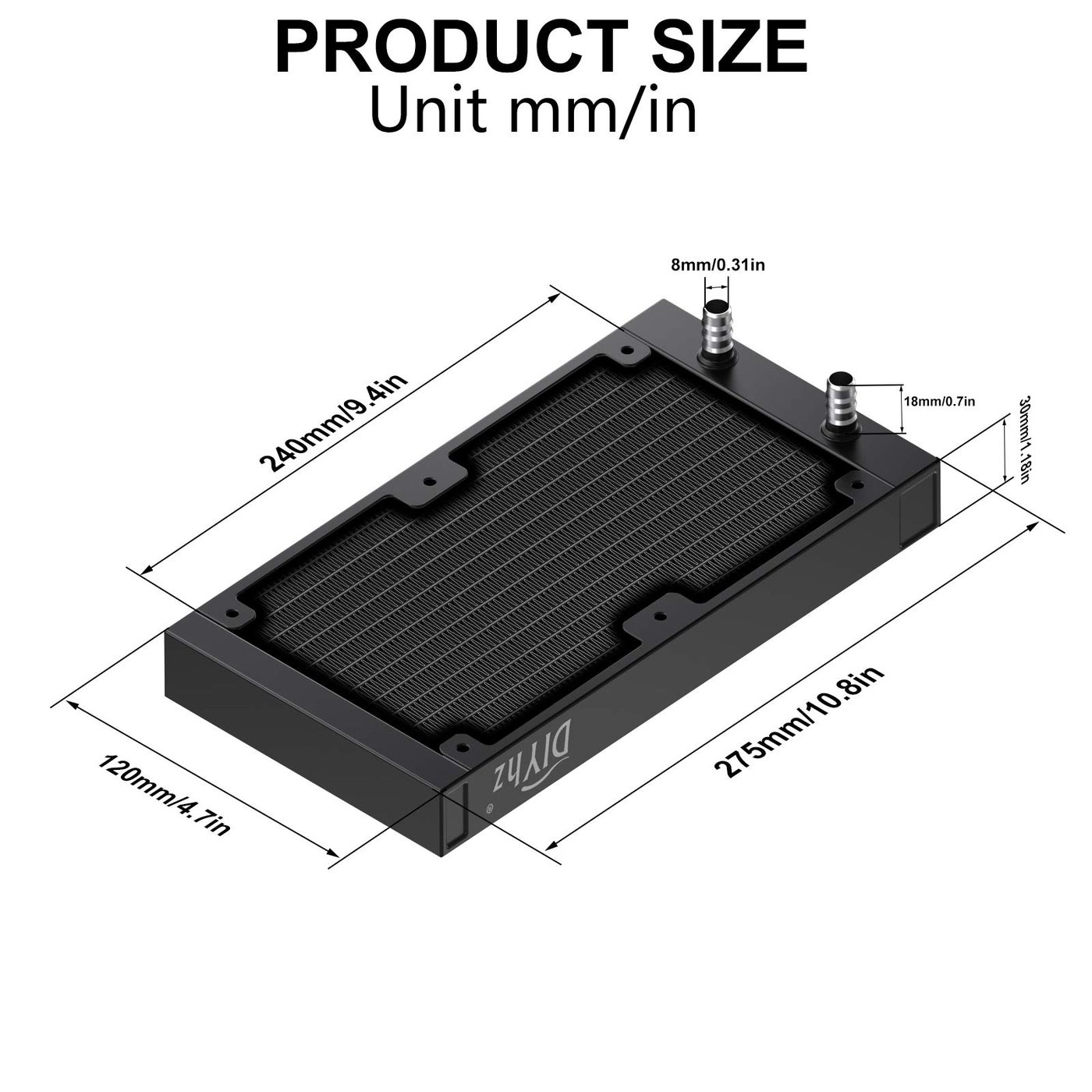 CPU PC Water Cooling Radiator - Fanless 120mm