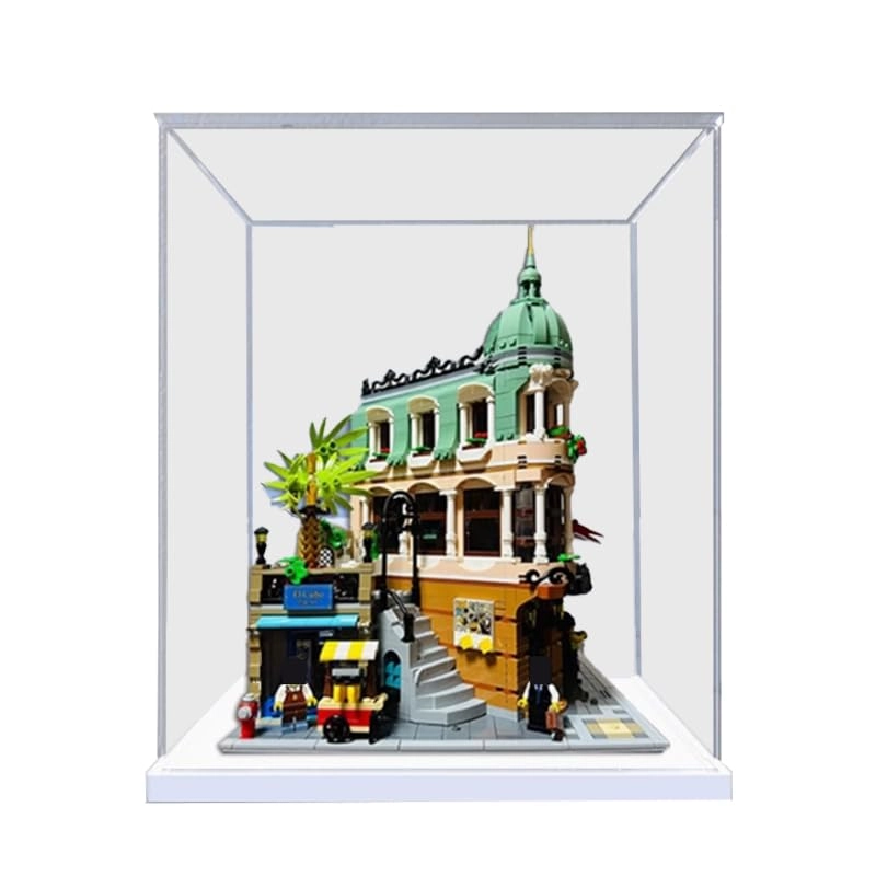 Clear Acrylic Display Case - 30x30x35cm Walnut Bottom