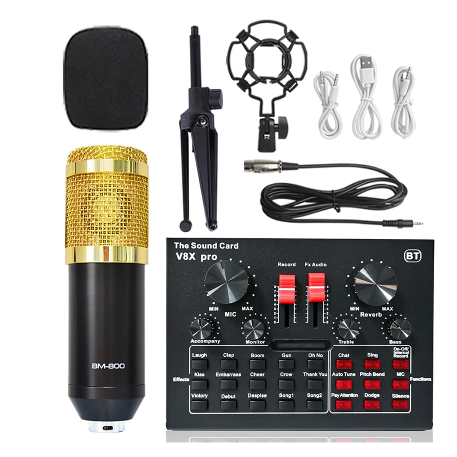 BM 800 + V8XPRO + Tripod Wireless Microphone
