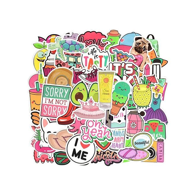 Waterproof Beach Style Stickers - 50pcs