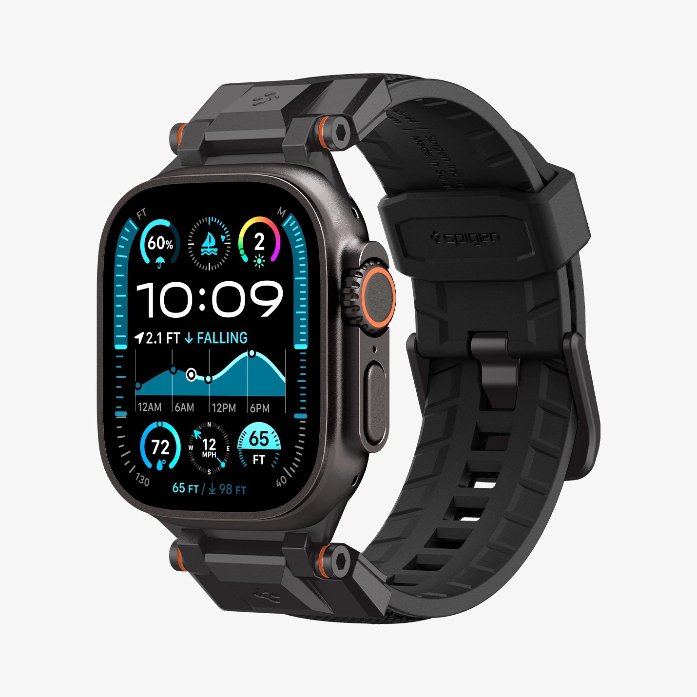 Spigen TPU Rugged Ultra Watch Band for Apple Watch 49/45/44mm (Matte Black)