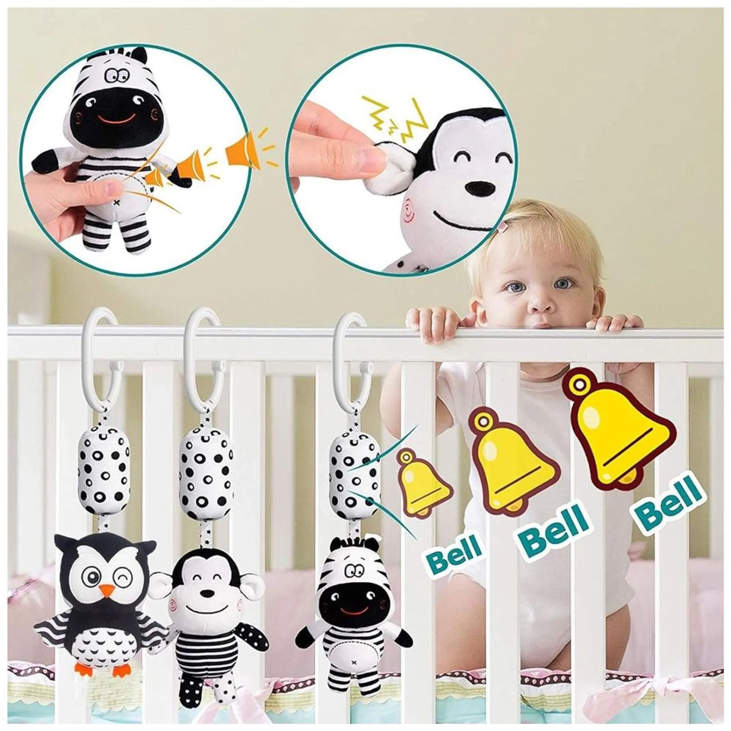 Baby Stroller Plush Hanging Mobile Rattle Toy - Suitable for 3 months and above
