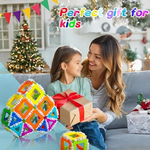 Montessori Building Blocks - 30pcs squares 30pcs triangles 100pcs connecting rods