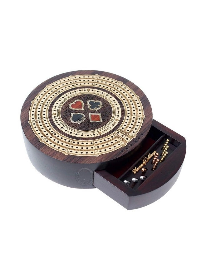 House of Cribbage Round Shape 3 Track Non-Continuous Cribbage Board