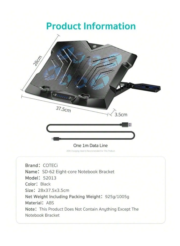 8 CORE COOLING LAPTOP STAND - 8 15.6-17.3 Inch