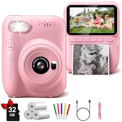 Instant Print Camera - 3.0" 1080P 32GB Pink