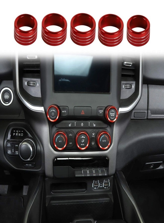 Voodonala Center Console Knob Cover - Aluminum 5pcs Red 2018-2025+