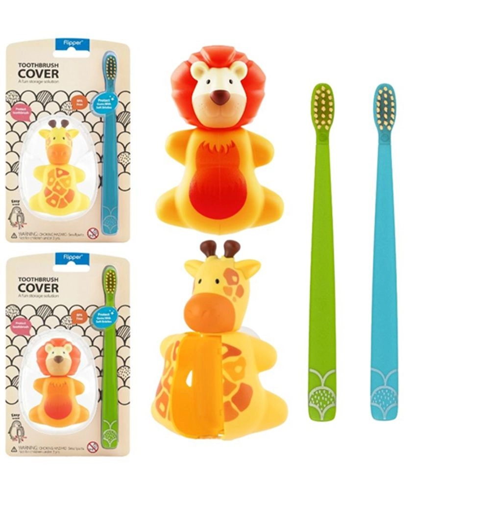 Flipper Toothbrush - Yellow + Toothbrush Cover - Yellow 4-Piece Pack