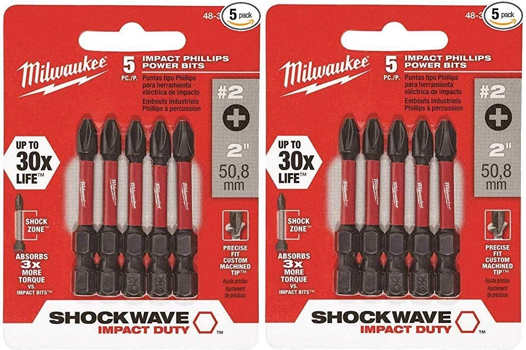 Milwaukee 48324602 Power Bit - 2 Drive Phillips 1/4 in Shank Pack