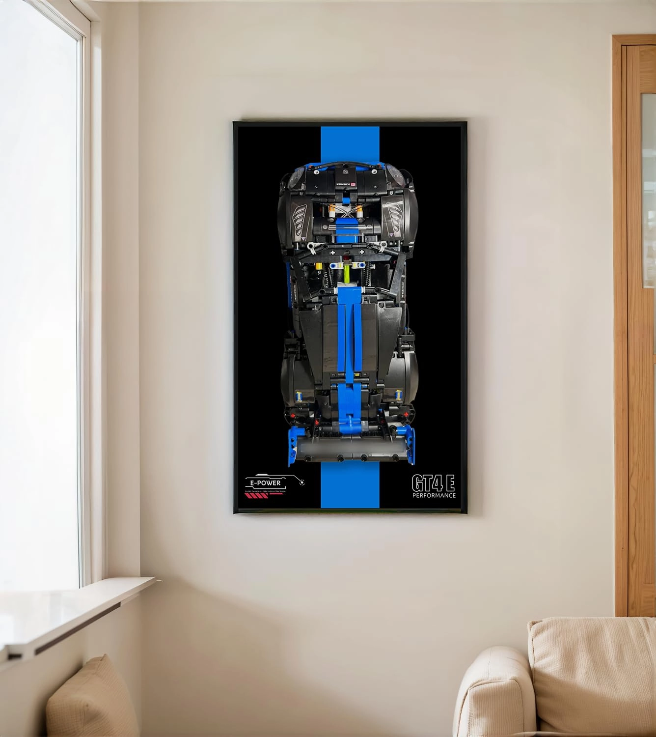 iCUANUTY Display Wall Plate for LEGO Technic Porsche GT4 e-Performance Racing Car 42176 - 50X30cm