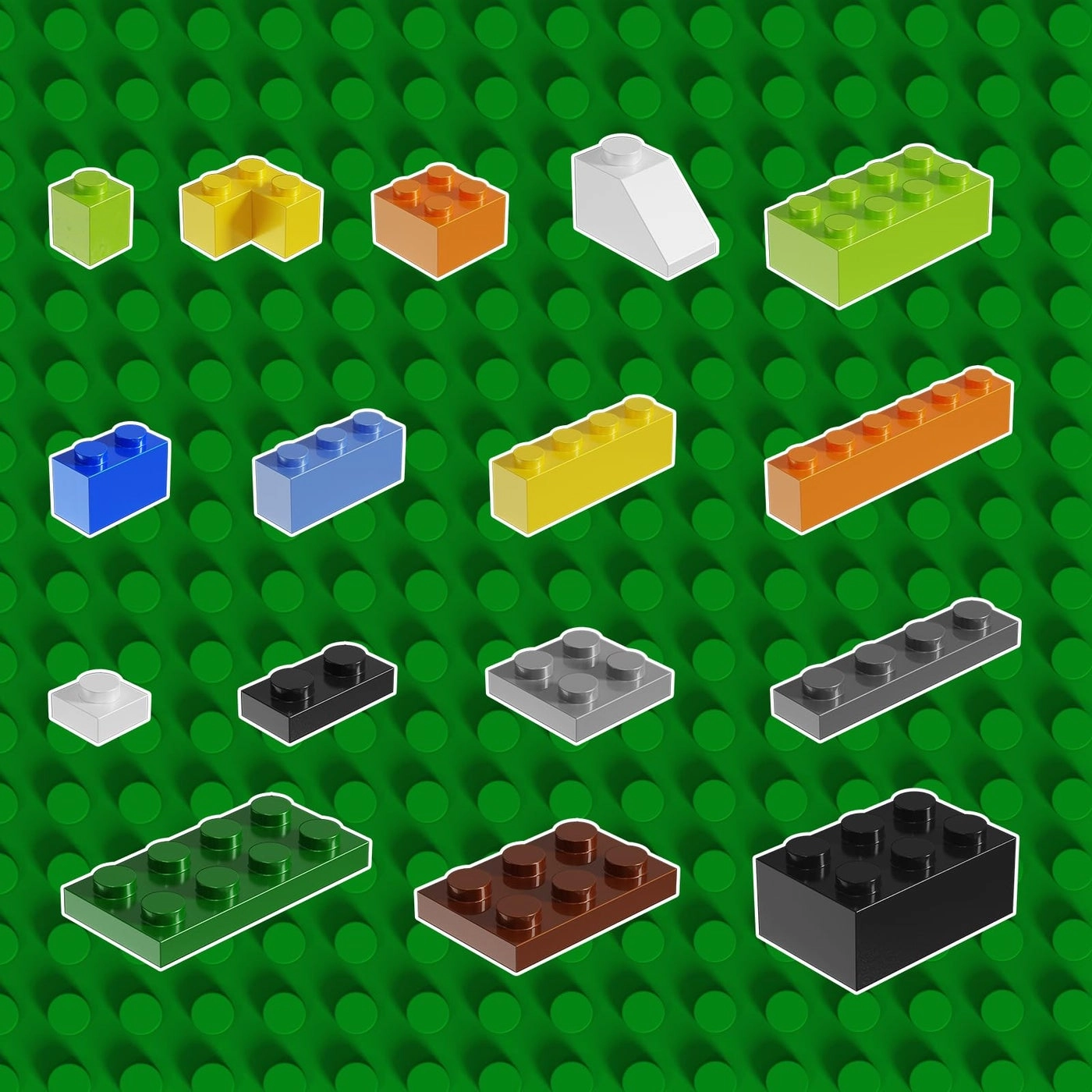 Classic Building Bricks - 500pcs + Baseplate - Green
