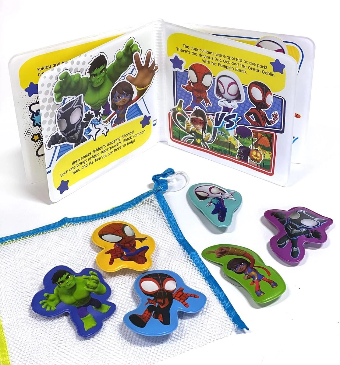 Marvel Spidey Bath Time Books - Waterproof 6 suction cup figures