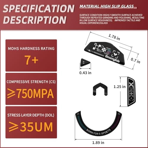 Glass Mouse Feet - Black Print for gaming mice