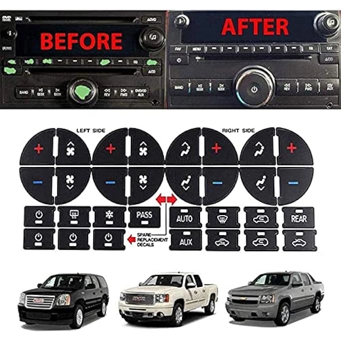 Ac Dash Button Stickers Repair Kit - For 20072015 Gm Gmc Chevy Tahoe Chevrolet 20092012 Buick Vehicle2Pcs