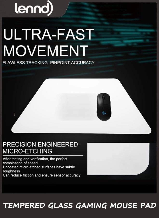 Tempered Glass Gaming Mouse Pad - 36x32 cm