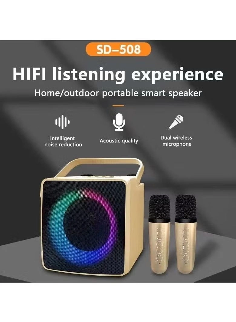 SD-508 - Mini Karaoke Bluetooth Speaker LED Lights Built-In Microphone