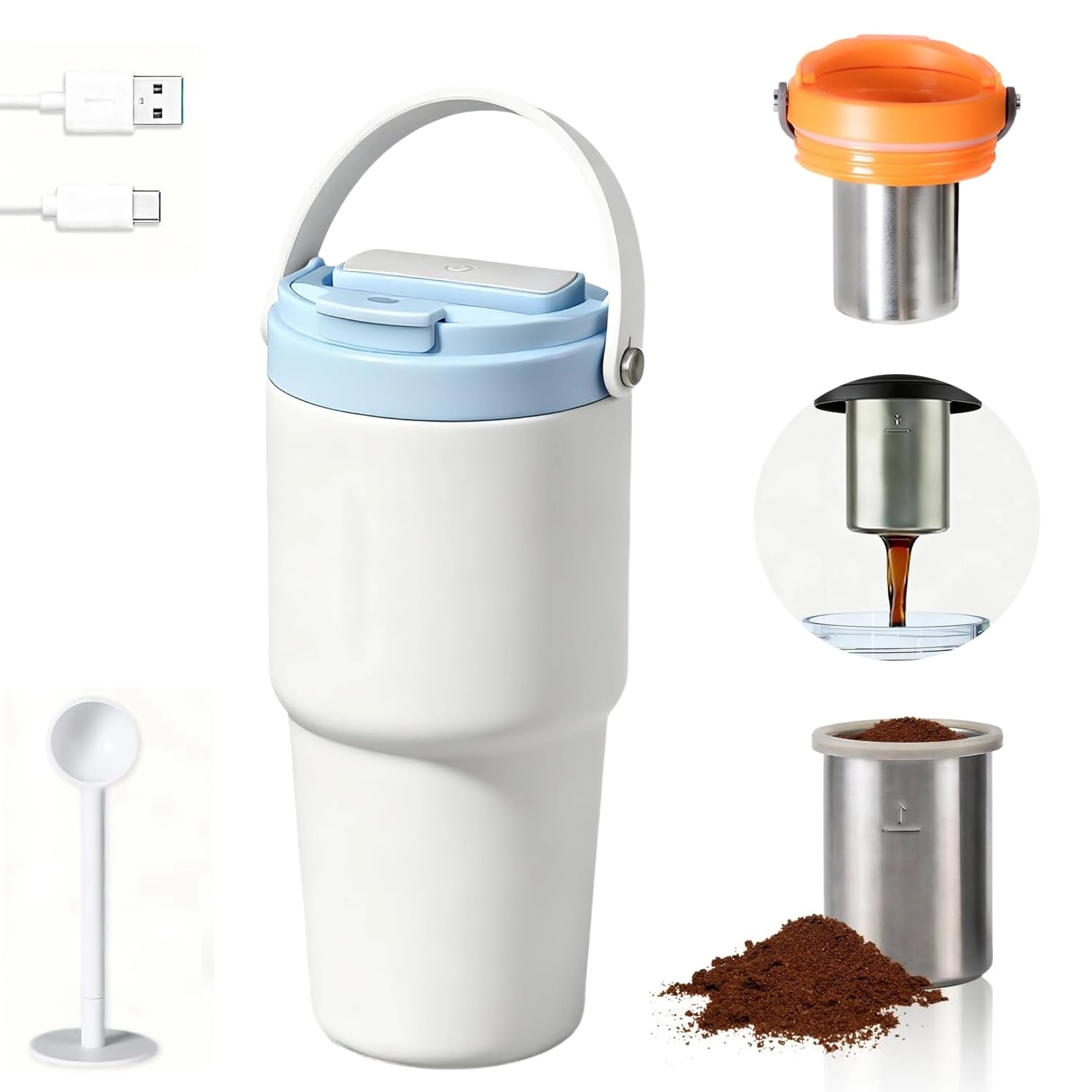 Auxpals Portable Espresso Machine - 600 ml Capsule, Powder