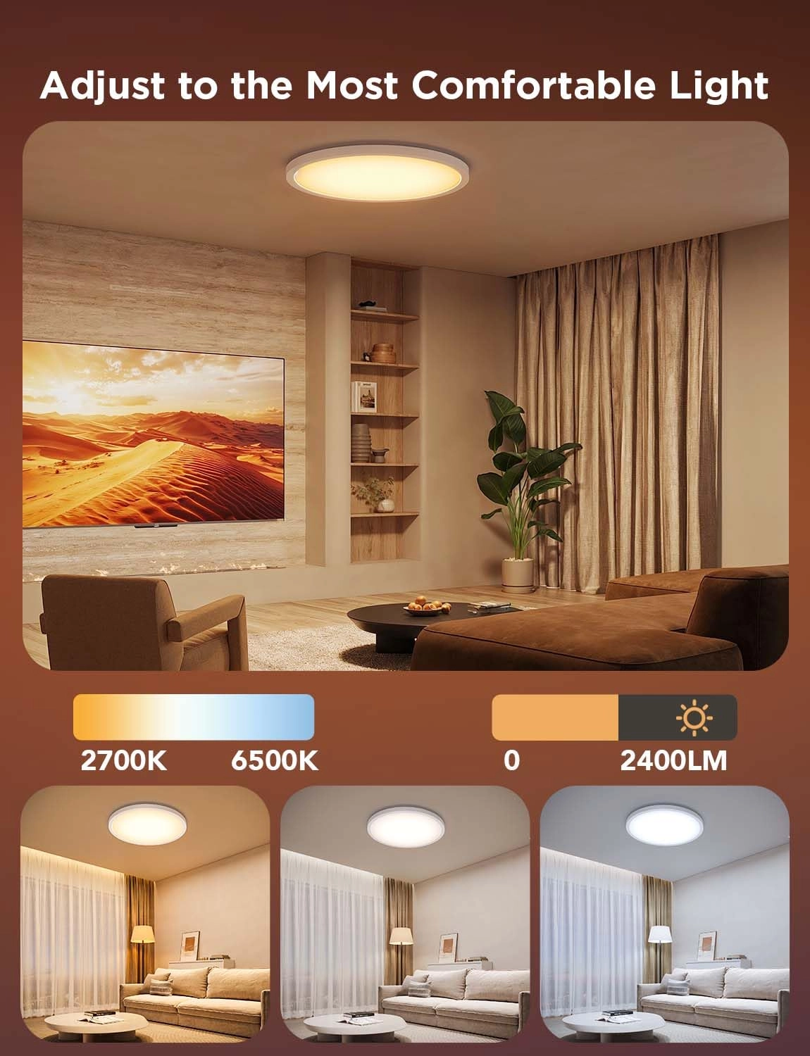 Smart Ceiling Light - 2200K-6500K Dimmable Pack
