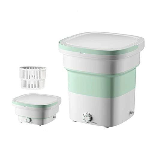 XHTONGSH غسالة قابلة للطي للطي المحمولة, غسالة صفرية اوتوماتيكية, عمل هادئ, الضوء الأزرق, ملابس داخلية غسل الملابس او عنصر صغیر, طاقة ومنطقة (Color : Green)