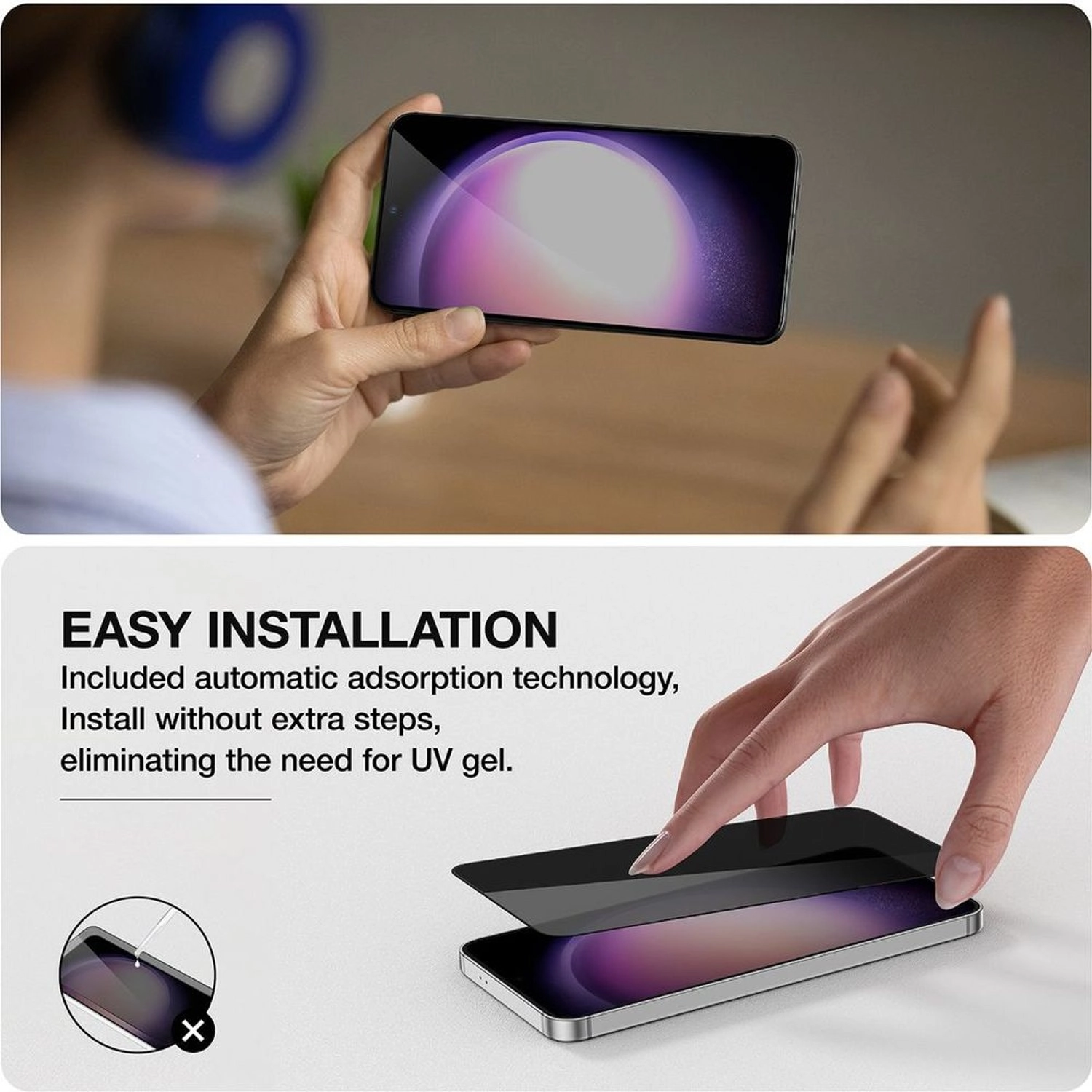 Privacy Screen Protector Galaxy S24 Plus - 28 Degree Privacy Tempered Glass