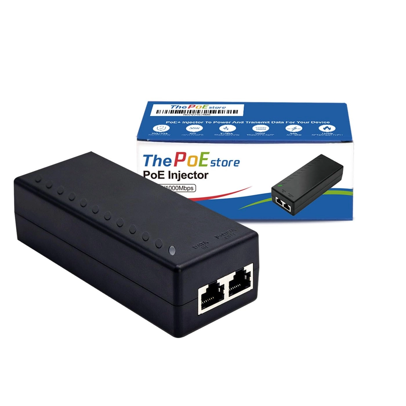 Gigabit PoE+ Injector Adapter - 48V 30W IEEE 802.3af/at 10/100/1000Mbps