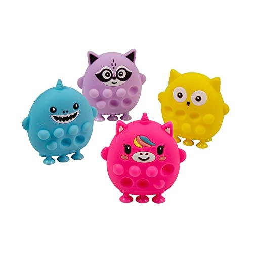 Fun Express 3D Lotsa Pop Suction Characters - 4 Pieces