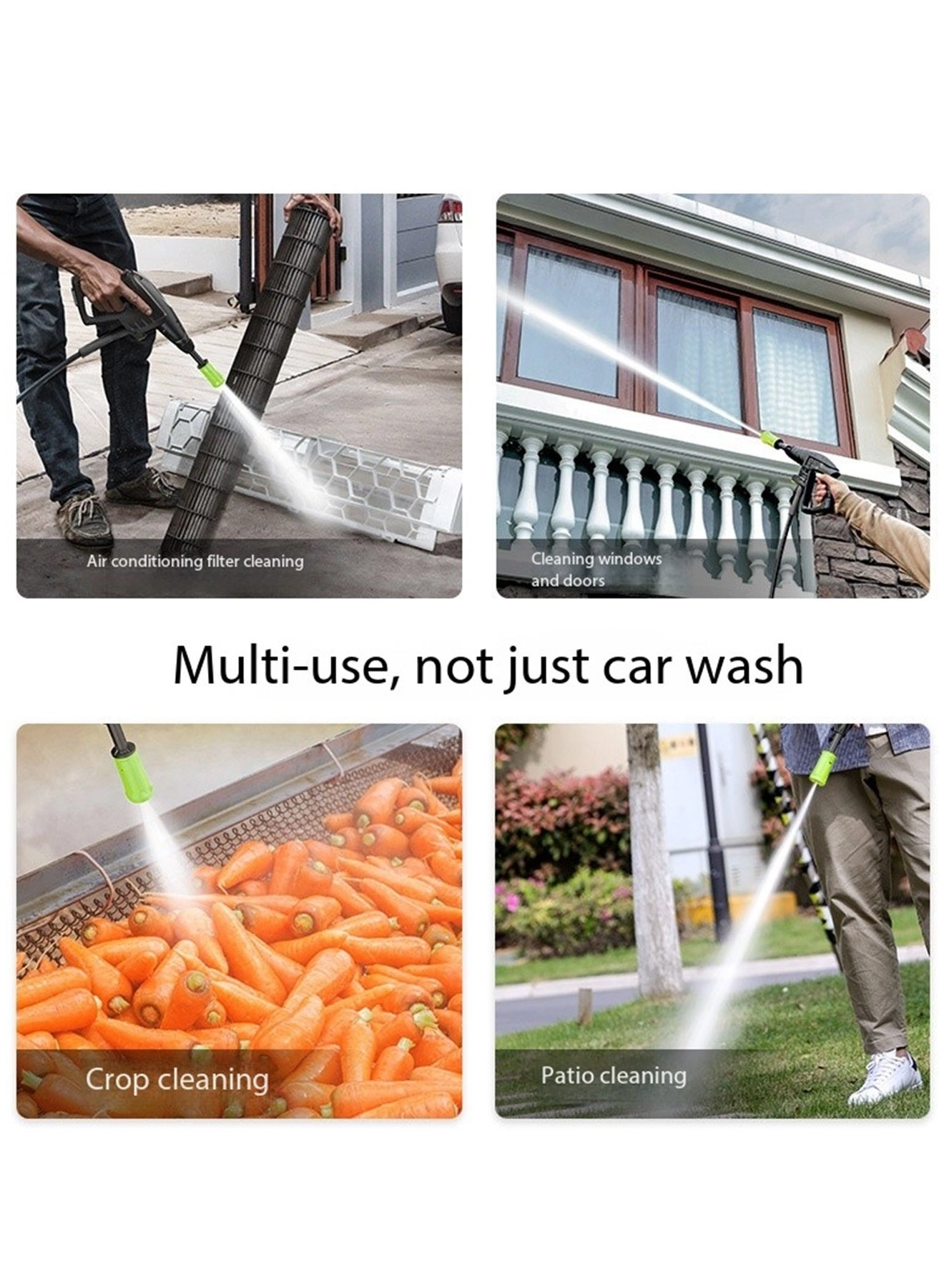 High Pressure Washer - 1400W 10MPa 8M Hose 3 Nozzles