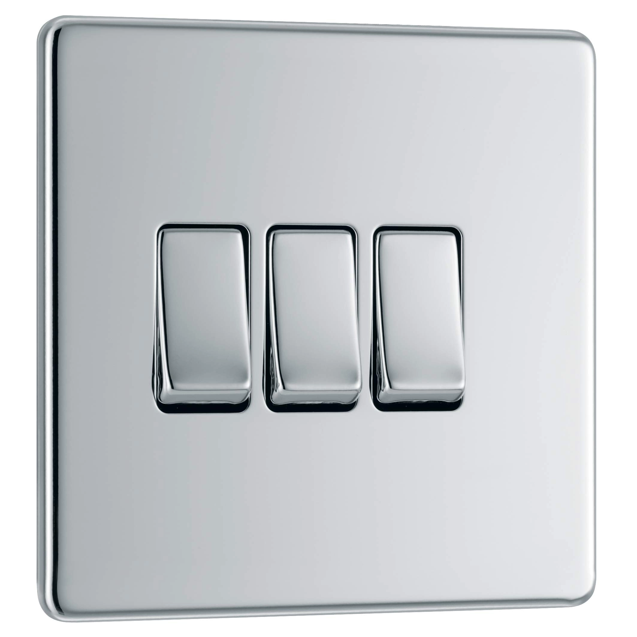 BG Electrical Triple Wall Light Switch - 2-way 20A 16AX
