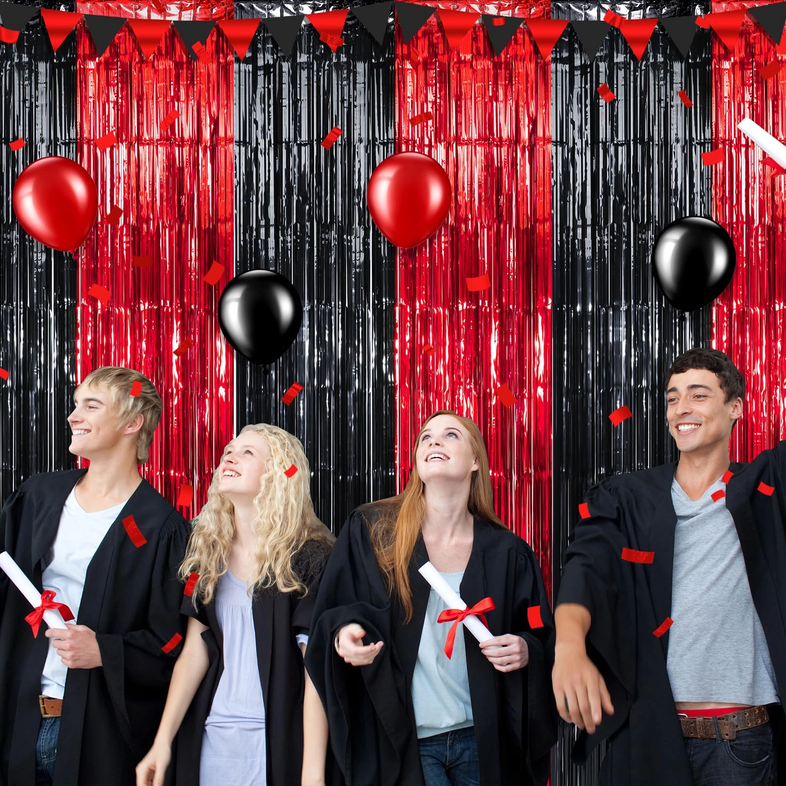 Foil Fringe Curtain - 3 Birthday Graduation Prom Wedding Pack