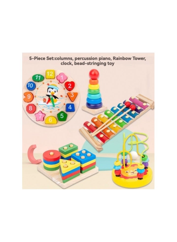 Loquat Wooden Montessori building blocks - 5 pcs Set