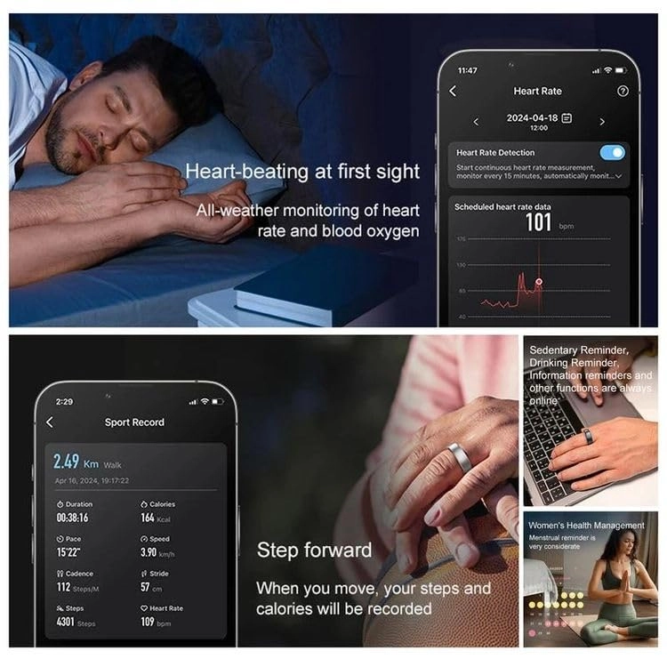 Smart Ring - 2.2MM Heart Rate Blood Oxygen