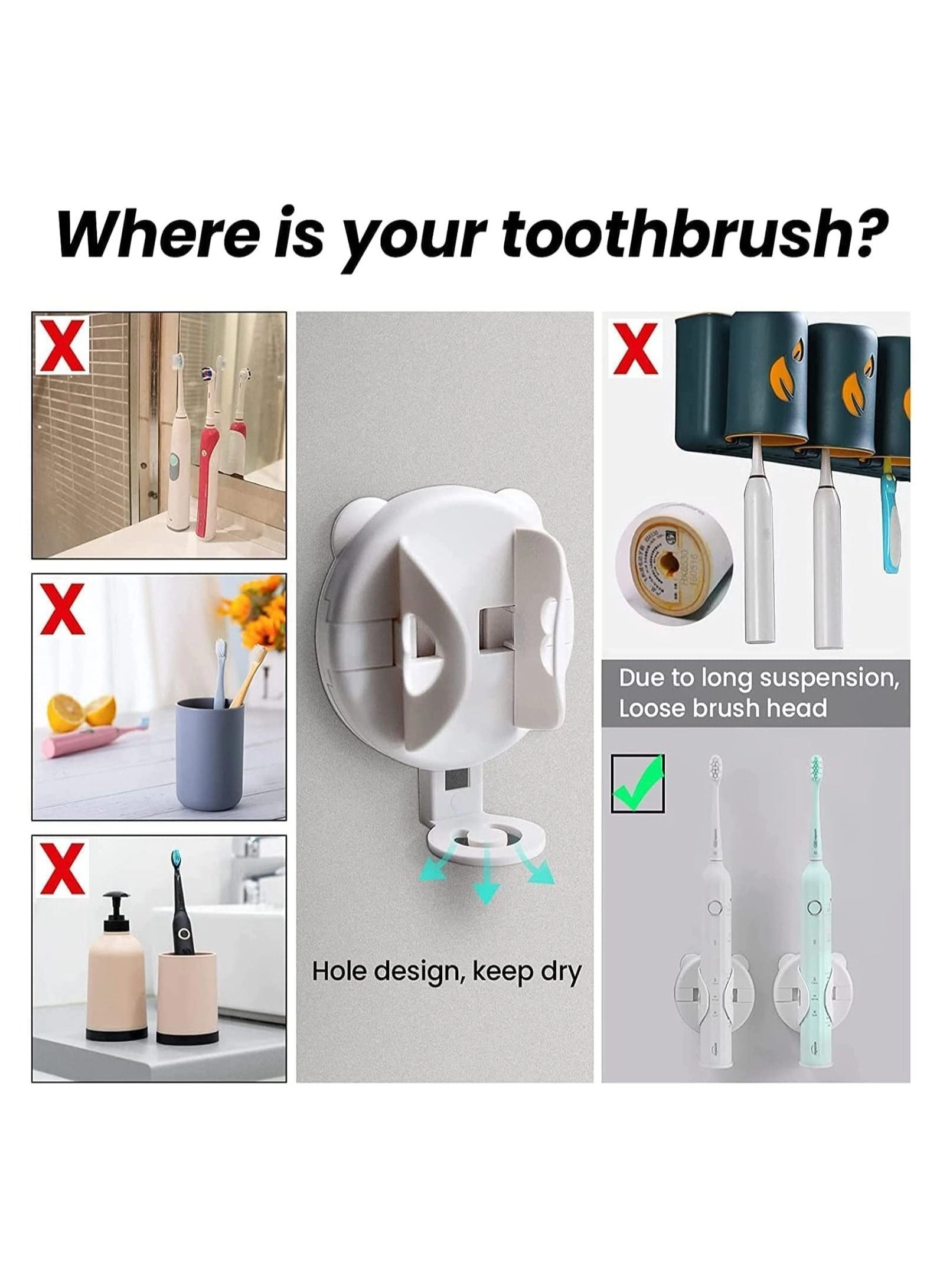 Toothbrush Holders - 2 Wall Mounted