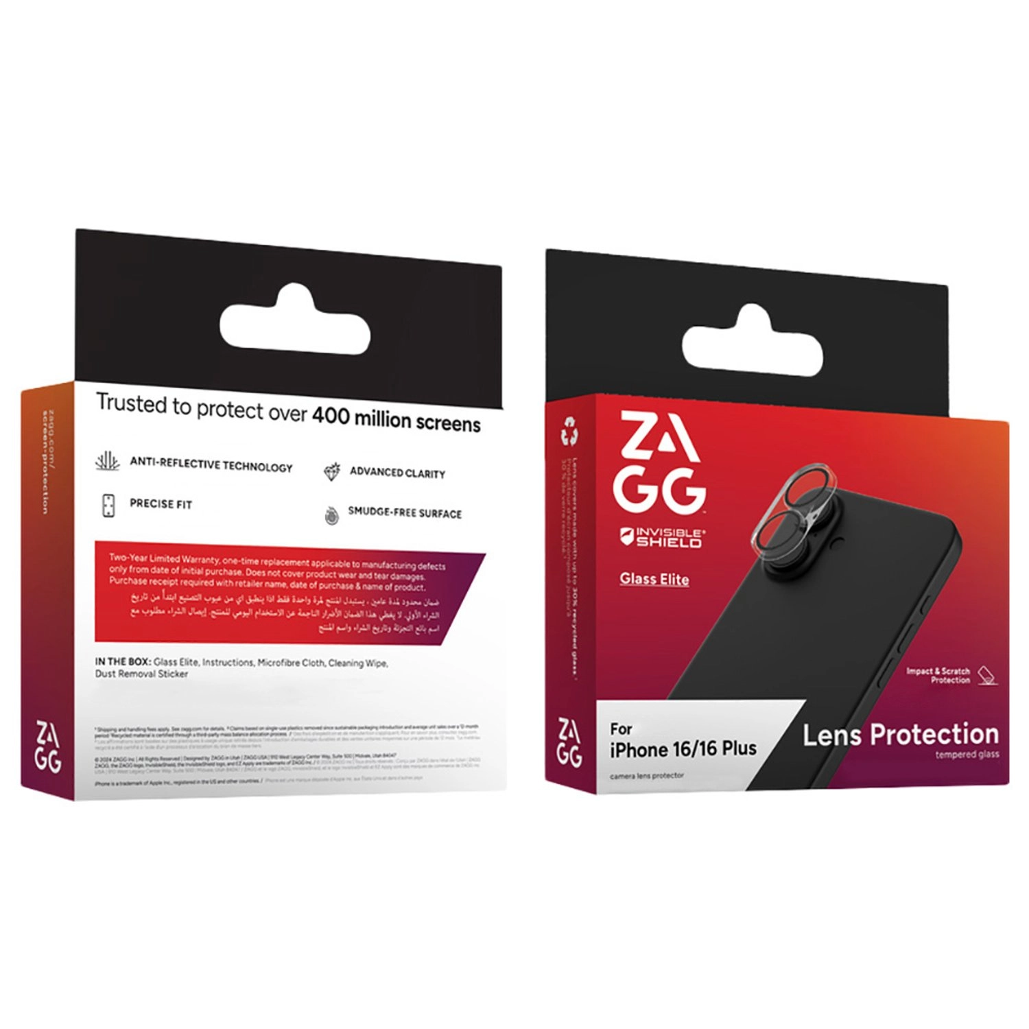 Anti-Glare Tempered Glass Camera Lens Protector for iPhone 16/iPhone 16 Plus