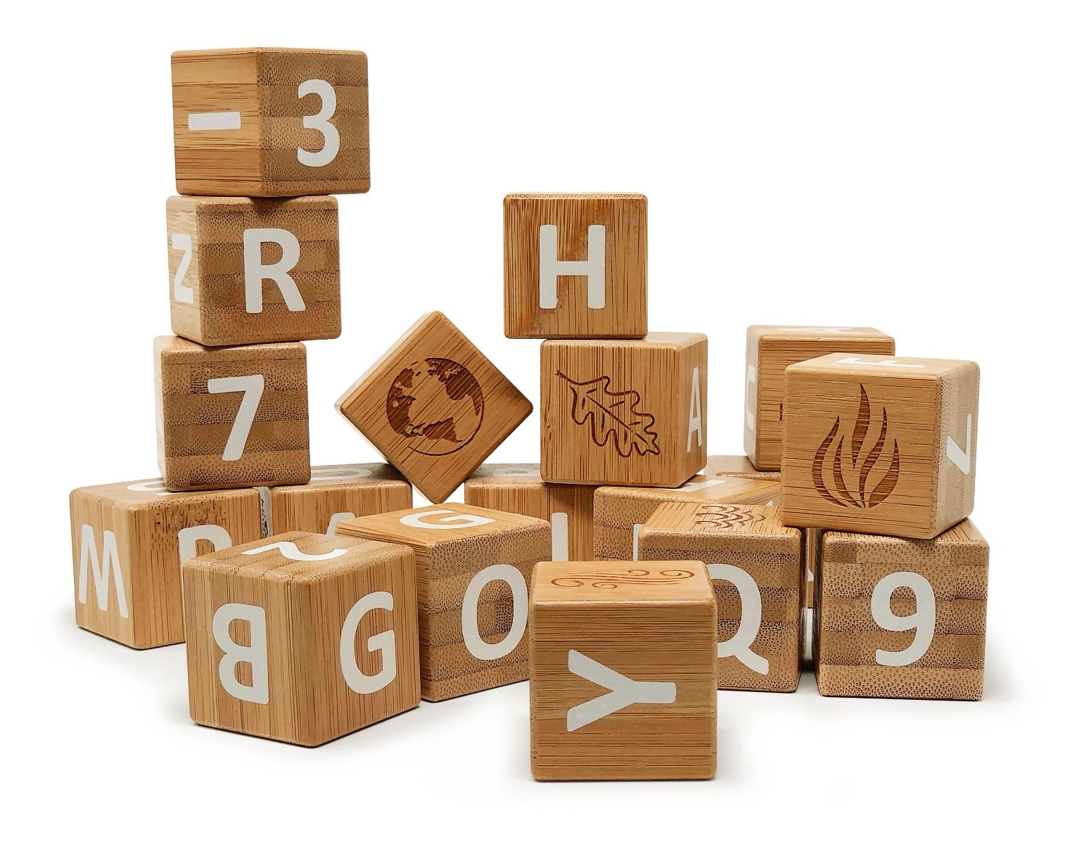 Crafted ABC Bamboo Blocks - 18 pcs
