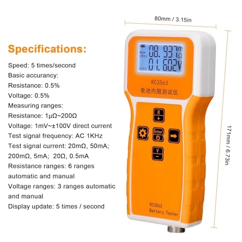 Portable Handheld Battery Voltage Tester - 5 times/second 1000mAh