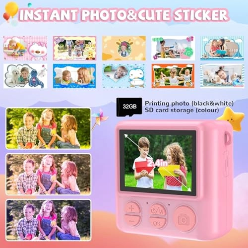 Kids Instant Camera - 1080P 32GB