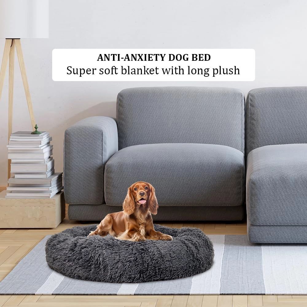 Faux Fur Round Donut Dog Bed