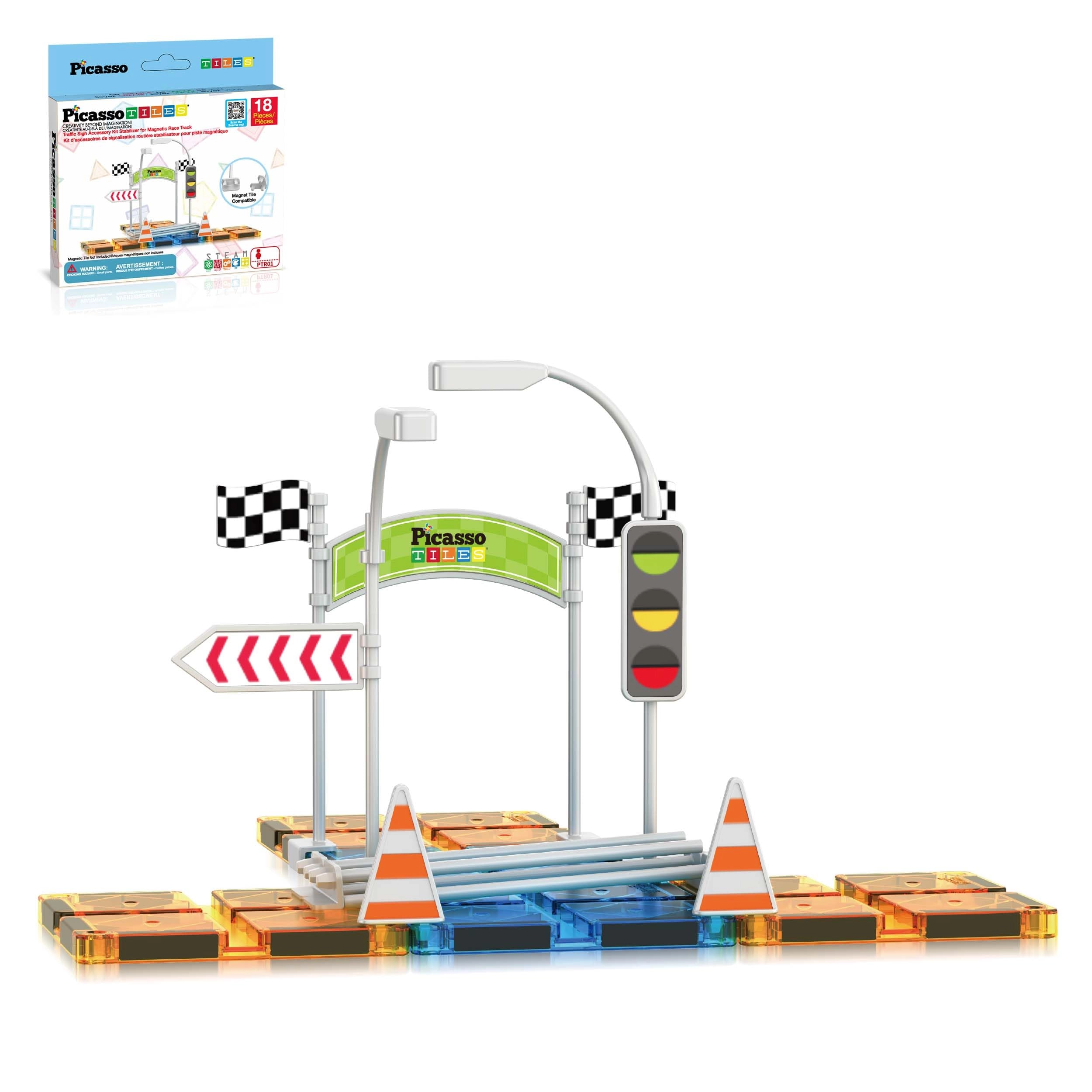PicassoTiles Magnet Race Track Add-On - 18pcs