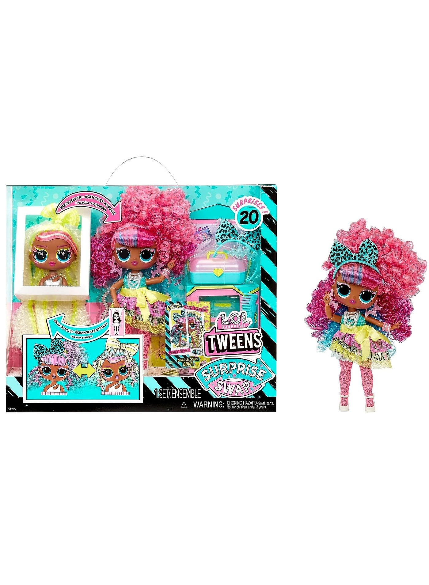 MGA Entertainment Cora Fashion Doll - Tweens Surprise Swap Curls-2-Crimps