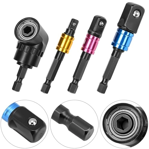 105° Angle Screwdriver Attachment Adapter - Hex Drill Shank 1/4" 3/8" 1/2" Black