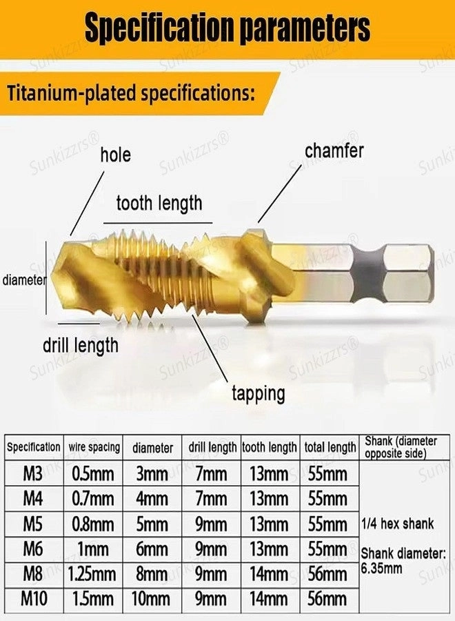 HSS Spiral Drill Screw Tap Bit Set - 6-Pcs