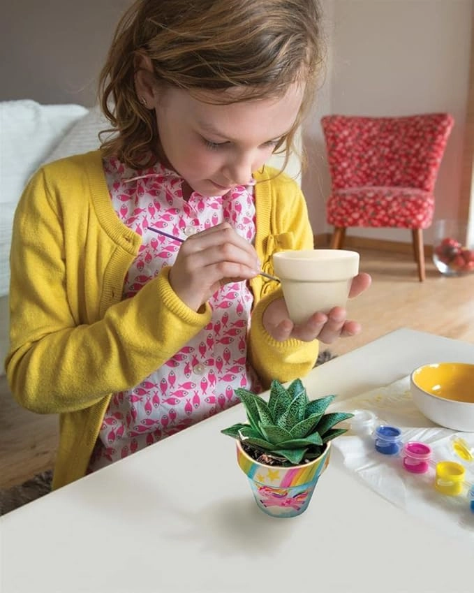 KidzMaker Paint Your Own Terracotta Flower Pots Craft Kit - 2 Pots Multicolor