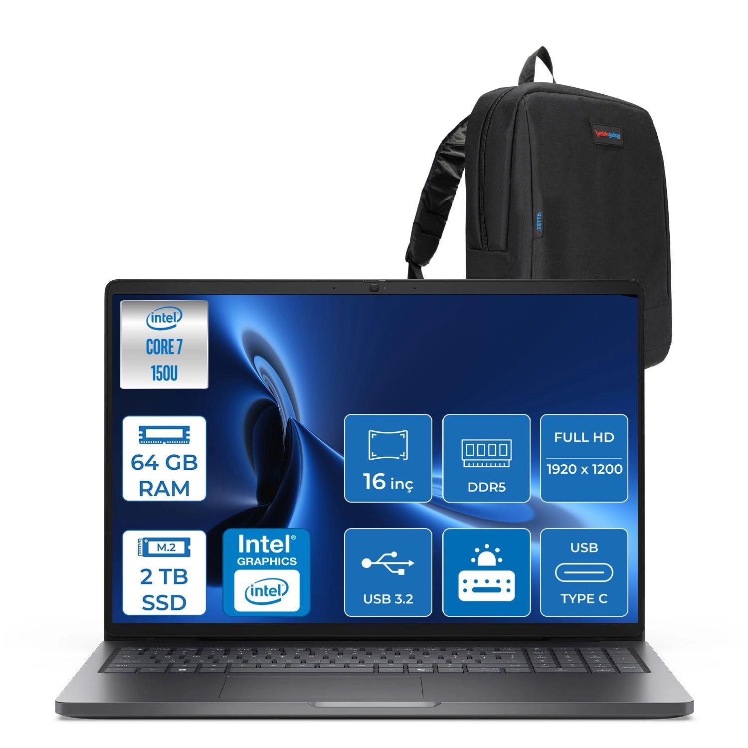 DELL Pro 16 PC16250 - 16'' Core i7 64GB DDR5 2TB SSD