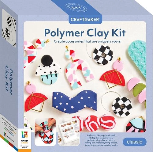 Hinkler Books Craft Maker Polymer Clay Kit - 24-page 8 projects 5 colors