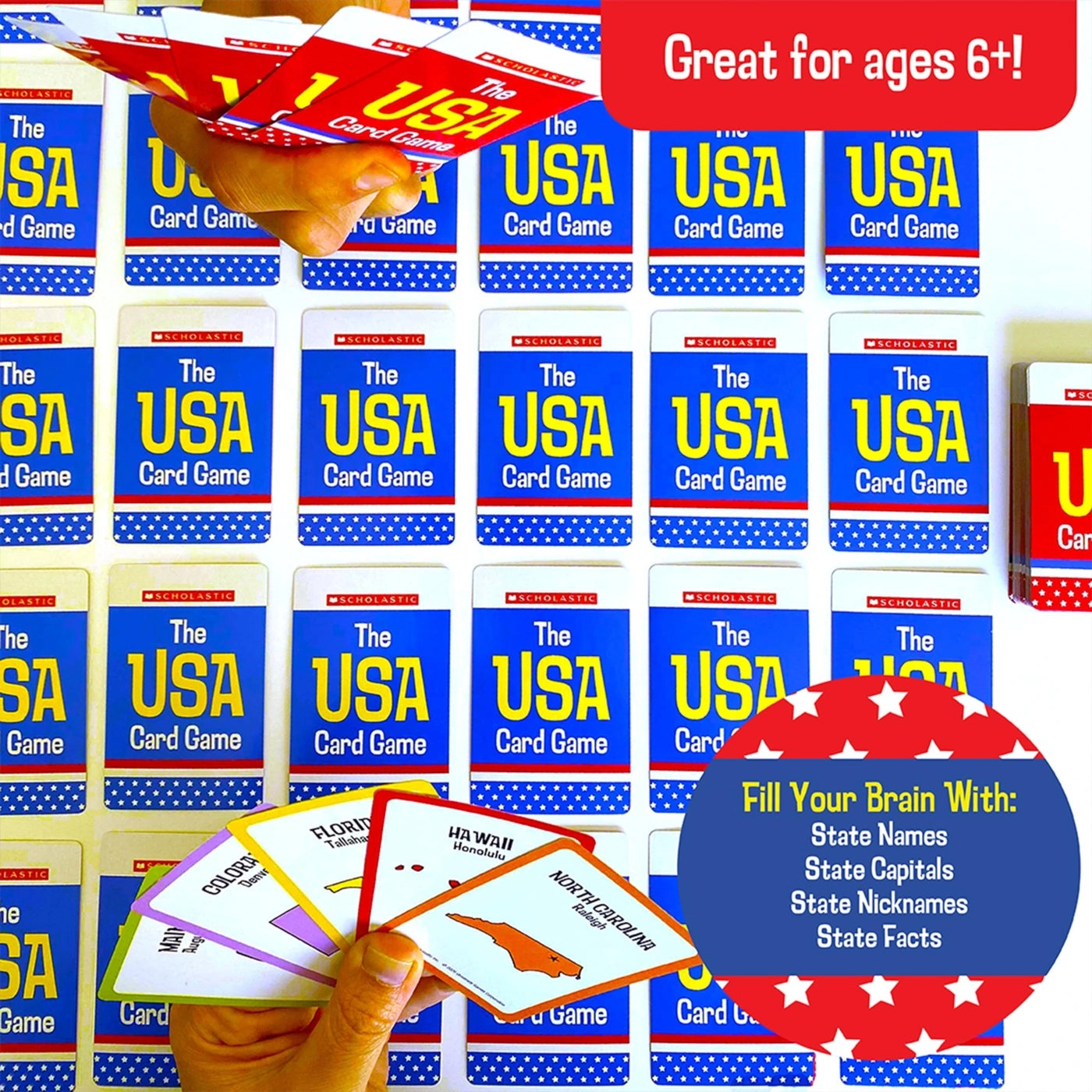 Scholastic USA Travel Card Game - Learn State Capitals Historic Facts